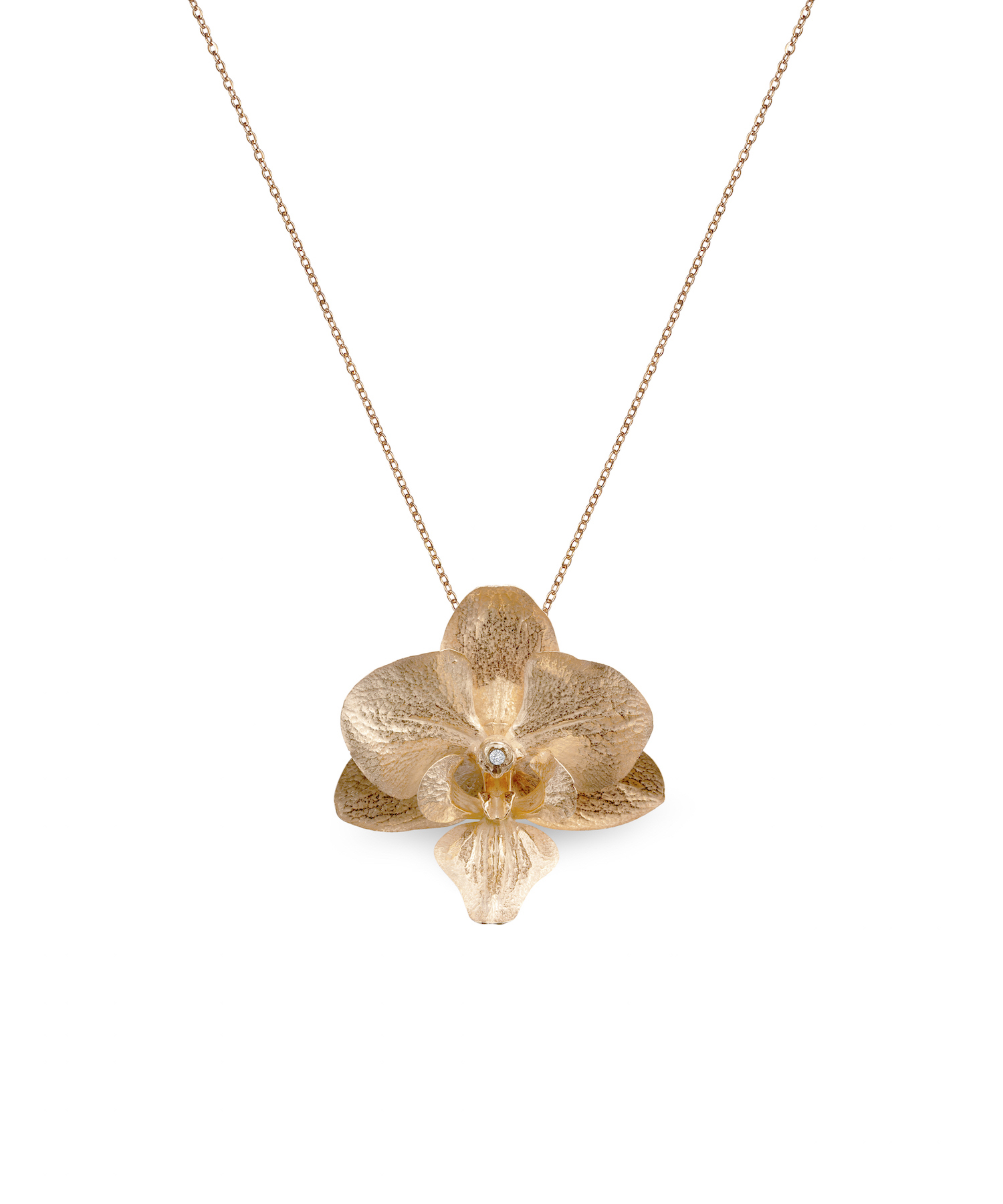 rose gold diamond orchid necklace - aija kivi jewellery