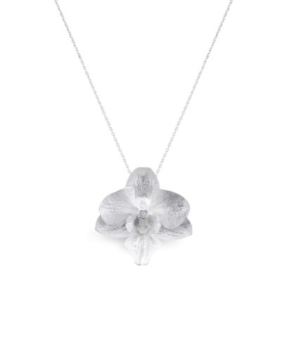 Silver Diamond Orchid Necklace