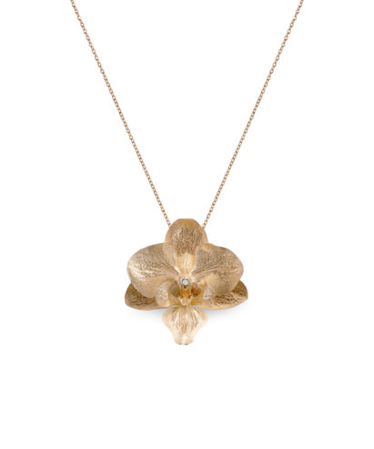 Rose Gold Diamond Orchid Necklace